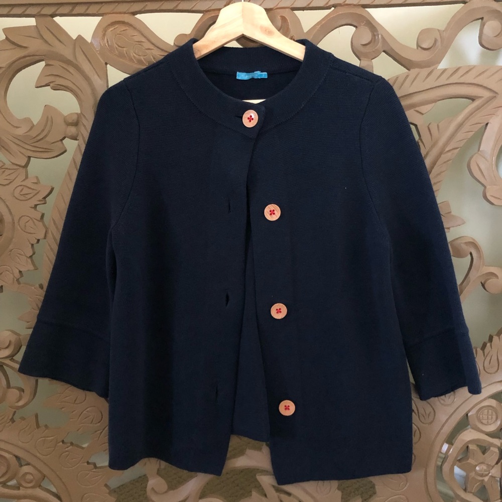 J. McLaughlin Navy Blue 3/4 Sleeve Cardigan